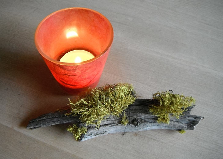 moss and red candle